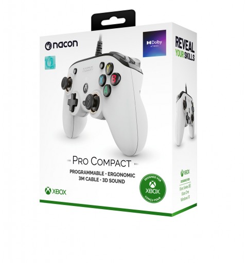 NACON Pro Compact Controller Blanc USB Manette de jeu Xbox One, Xbox Series S, Xbox Series X