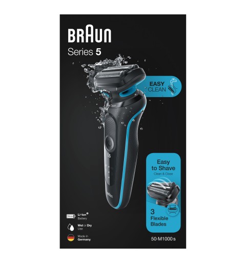 Braun Series 5 50-M1000s Rasoir à grille Noir, Bleu