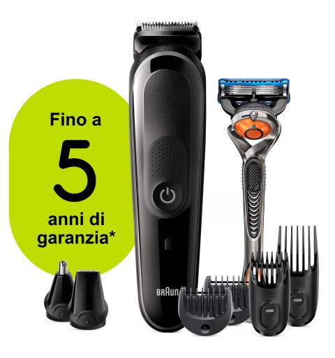 Braun Regolabarba Uomo MGK5260 Rifinitore 8-In-1, Rifinitore Viso E Tagliacapelli, Progettato Per Durare Il Doppio*, Nero Grigio