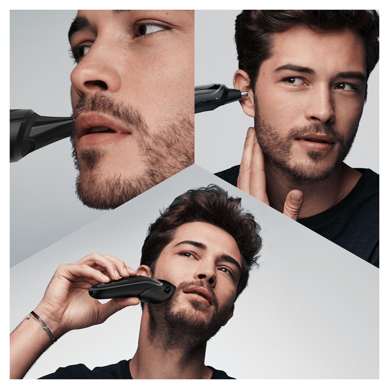 Braun 8-in-1 Trimmer MGK5260 Men Beard Trimmer, Face Trimmer & Hair Clipper, Black Grey