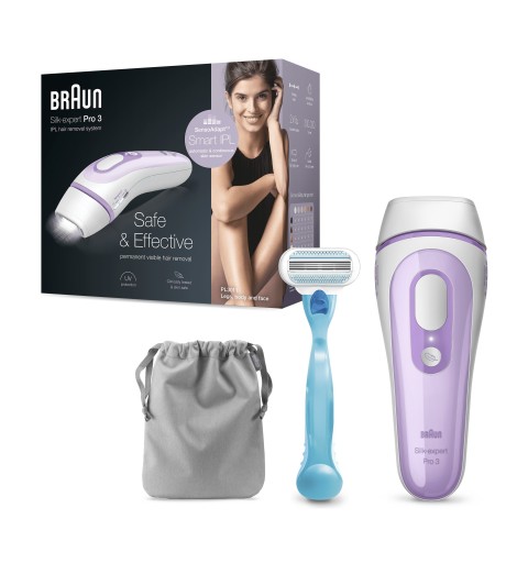 Braun Silk-expert Pro 3 PL3011 Epilatore A Luce Pulsata IPL Bianco E Lilla, Con Rasoio Venus Original E Custodia Esclusiva