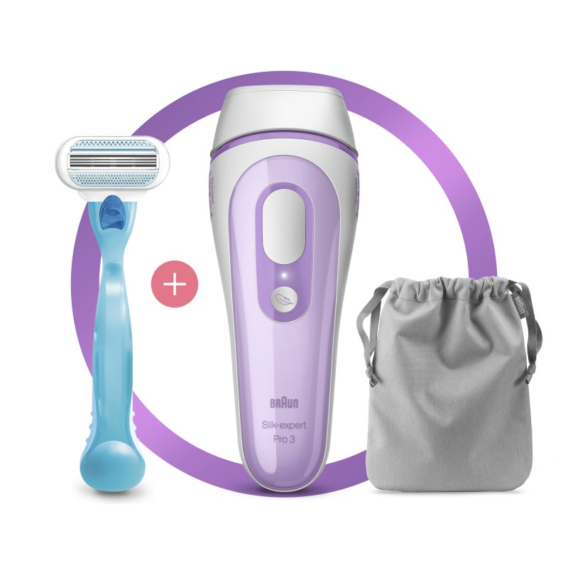 Braun Silk-expert Pro 3 PL3011 Epilatore A Luce Pulsata IPL Bianco E Lilla, Con Rasoio Venus Original E Custodia Esclusiva