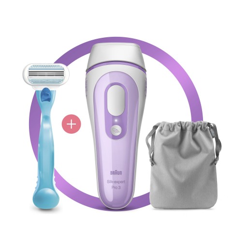 Braun Silk-expert Pro 3 PL3011 Epilatore A Luce Pulsata IPL Bianco E Lilla, Con Rasoio Venus Original E Custodia Esclusiva