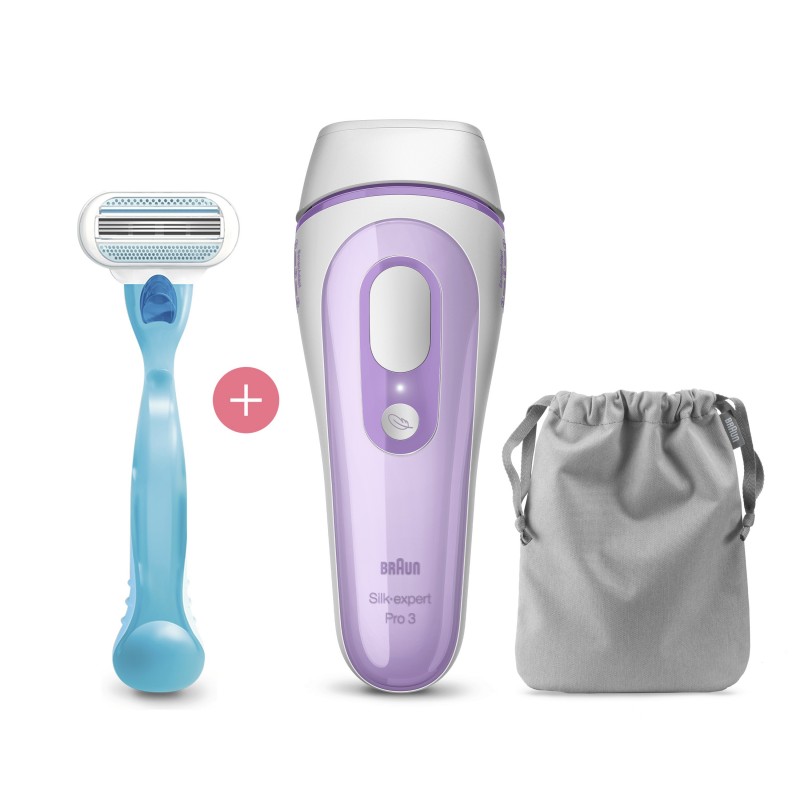 Braun Silk-expert Pro 3 PL3011 Epilatore A Luce Pulsata IPL Bianco E Lilla, Con Rasoio Venus Original E Custodia Esclusiva