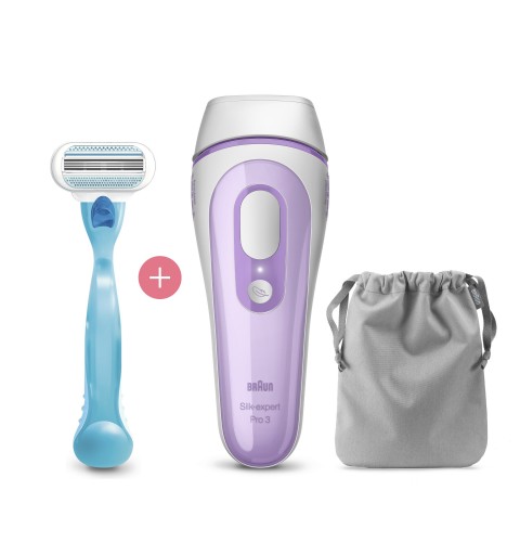 Braun Silk-expert Pro 3 PL3011 Epilatore A Luce Pulsata IPL Bianco E Lilla, Con Rasoio Venus Original E Custodia Esclusiva