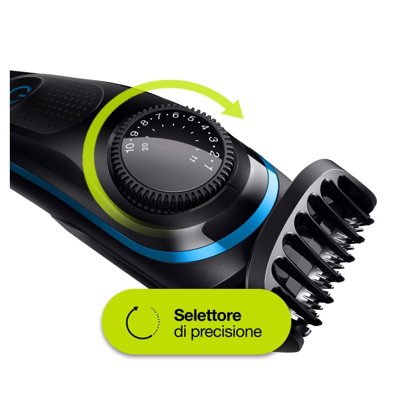 Braun BeardTrimmer BT3240 Regolabarba Uomo, Rifinitore E Tagliacapelli Con 39 Impostazioni Di Lunghezza. Nero Blu