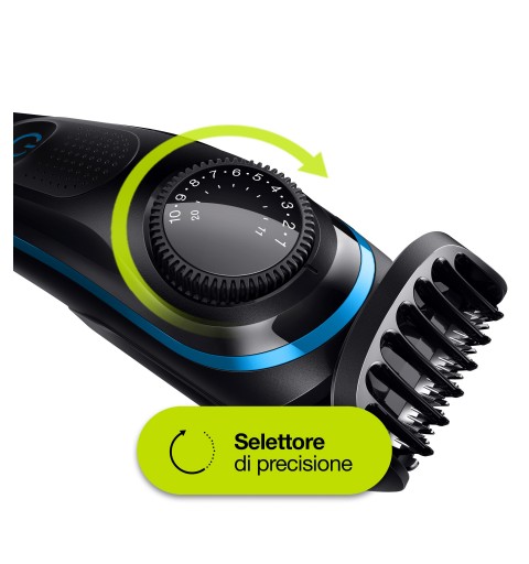 Braun BeardTrimmer BT3240 Regolabarba Uomo, Rifinitore E Tagliacapelli Con 39 Impostazioni Di Lunghezza. Nero Blu