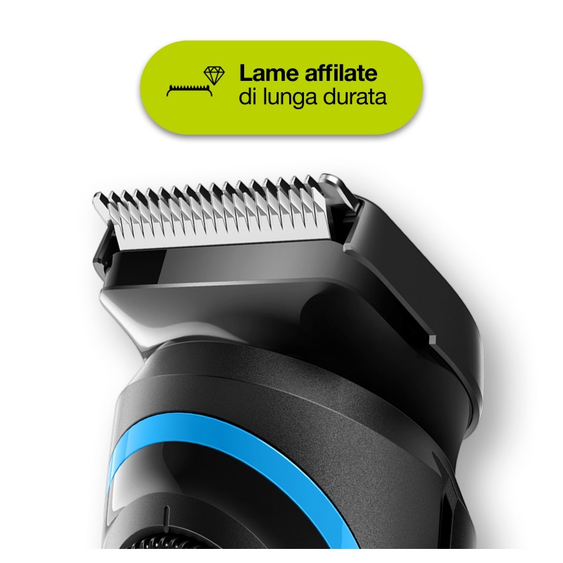 Braun BeardTrimmer BT3240 Regolabarba Uomo, Rifinitore E Tagliacapelli Con 39 Impostazioni Di Lunghezza. Nero Blu