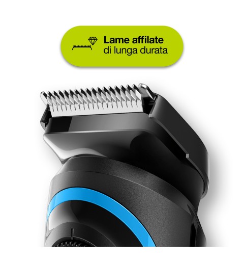 Braun BeardTrimmer BT3240 Regolabarba Uomo, Rifinitore E Tagliacapelli Con 39 Impostazioni Di Lunghezza. Nero Blu