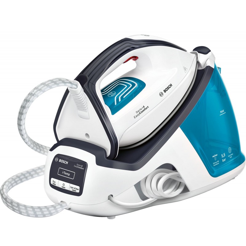 Bosch Serie 4 TDS4050 Centrale vapeur 2400 W 1,4 L Semelle en céranium glissée Bleu, Blanc