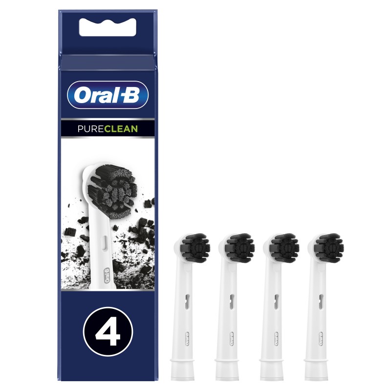 Oral-B PureClean Testina Di Ricambio per Spazzolino Pure Clean Carbone. Confezione Da 4