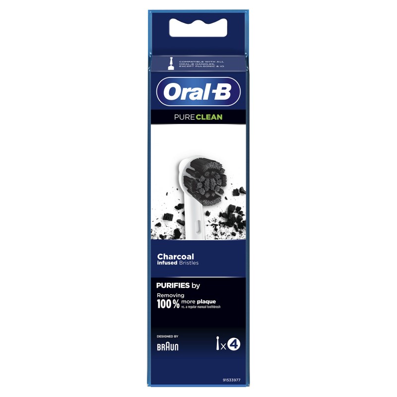 Oral-B PureClean Testina Di Ricambio per Spazzolino Pure Clean Carbone. Confezione Da 4