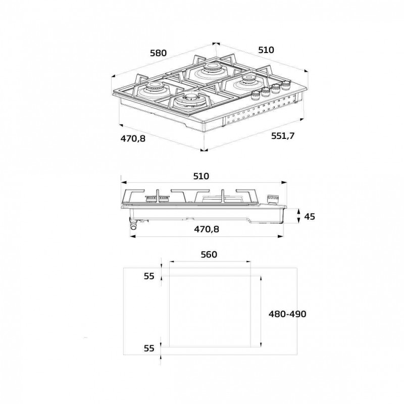 Beko HAW642C5SX Acciaio inossidabile Da incasso 60 cm Gas 4 Fornello(i)