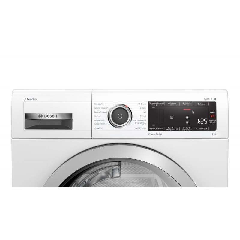 Bosch Serie 8 WTX87KR8IT asciugatrice Libera installazione Caricamento frontale 8 kg A++ Bianco