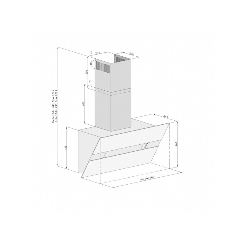 Silverline 3374.6 cappa aspirante Cappa aspirante a parete Nero, Acciaio inossidabile 473 m³ h C