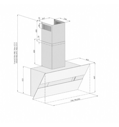 Silverline 3374.6 hotte Monté au mur Noir, Acier inoxydable 473 m³ h C