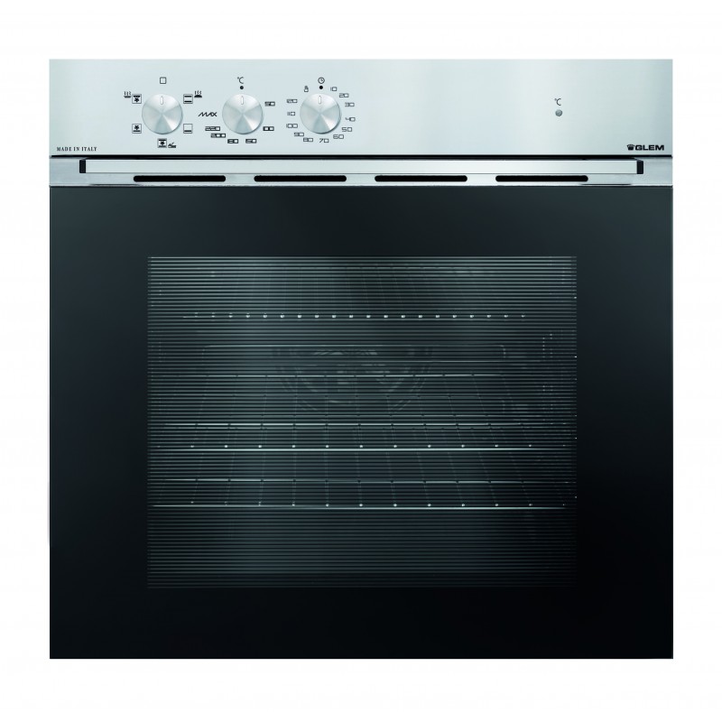 Glem Gas GFM52IX-S3 horno 60 L 2658 W A Negro, Acero inoxidable