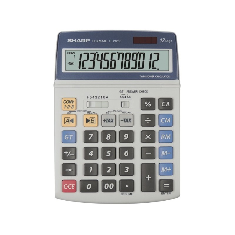 Sharp EL2125C calculatrice Bureau Calculatrice financière Noir, Bleu, Gris