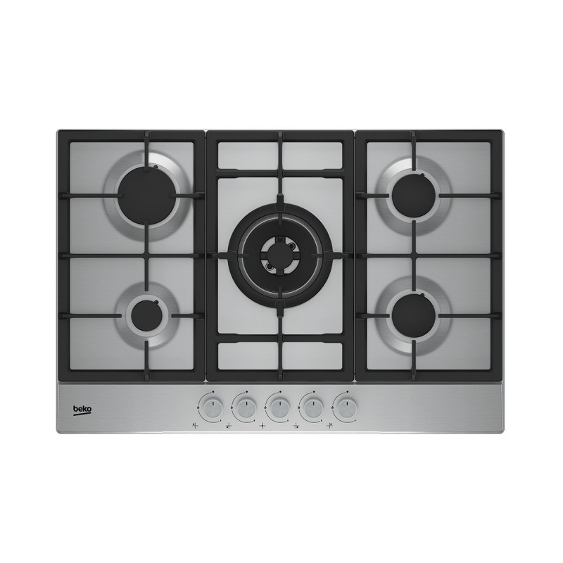 Beko HAW752C5SX Acier inoxydable Intégré (placement) 75 cm Gaz 5 zone(s)