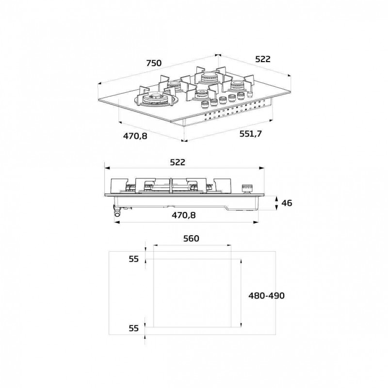 Beko HAW752C5SX Acciaio inossidabile Da incasso 75 cm Gas 5 Fornello(i)