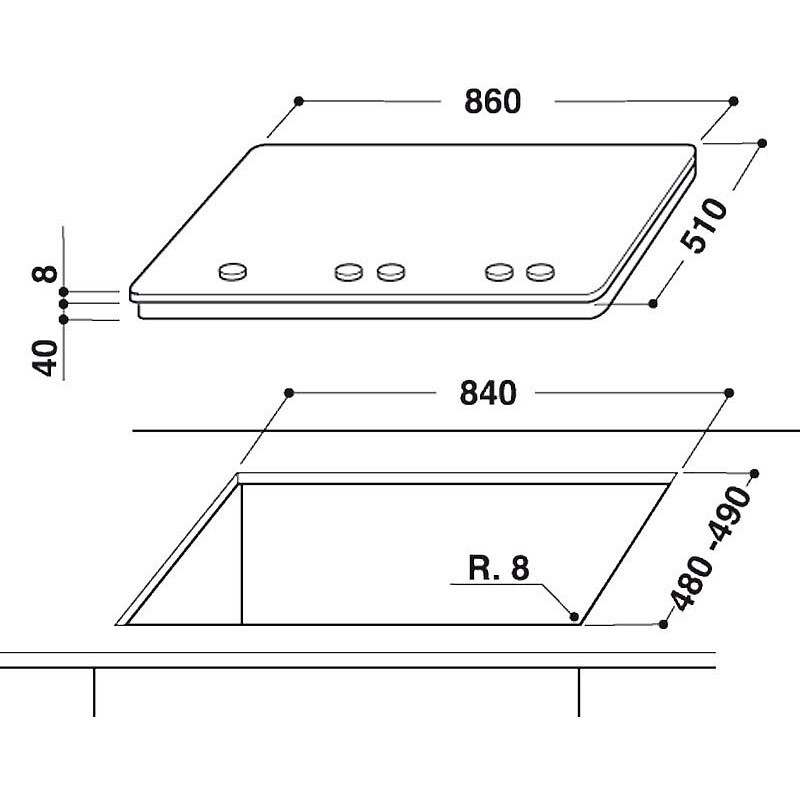 Whirlpool GOA 9523 NB Kochfeld Schwarz Integriert Gaskochfeld 5 Zone(n)