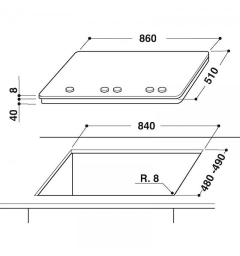 Whirlpool GOA 9523 NB Kochfeld Schwarz Integriert Gaskochfeld 5 Zone(n)