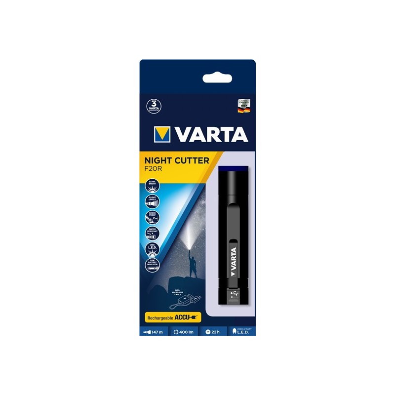 Varta Night Cutter F20R Nero Torcia a mano LED