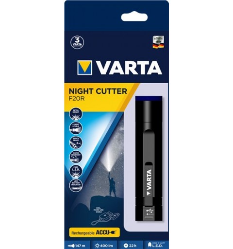 Varta Night Cutter F20R Nero Torcia a mano LED