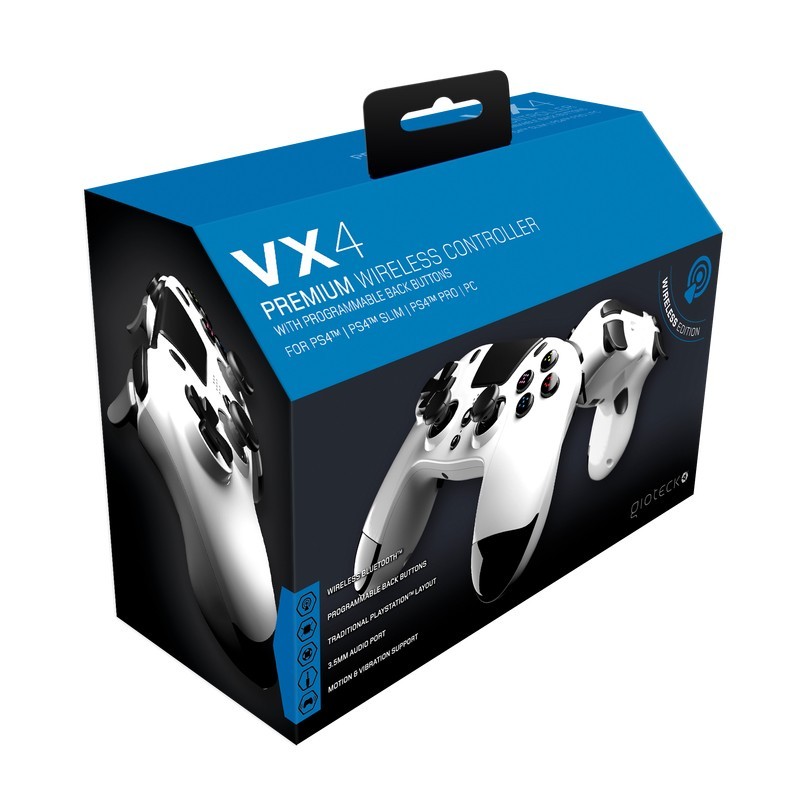Gioteck VX4 Blanco Bluetooth Gamepad Analógico Digital PC, PlayStation 4, PlayStation 5