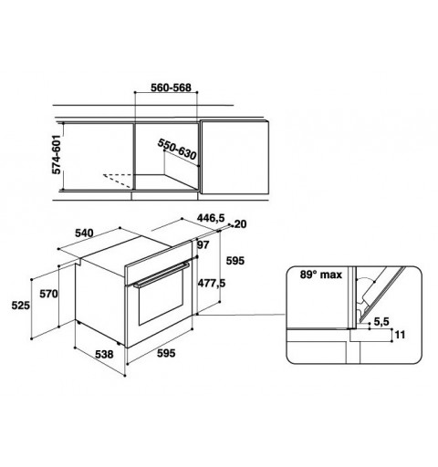 Hotpoint 3AF 534 H IX HA 71 L 5800 W A Nero, Acciaio inossidabile