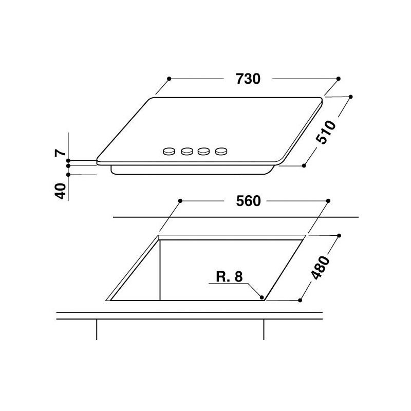 Whirlpool GMA 7514 IXL Argent Intégré (placement) 73 cm Gaz 5 zone(s)