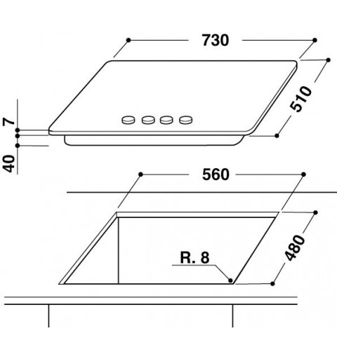 Whirlpool GMA 7514 IXL Argent Intégré (placement) 73 cm Gaz 5 zone(s)