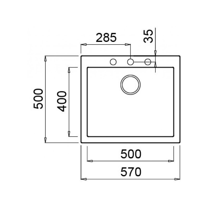 Elleci Quadra 105 Evier à poser Rectangulaire Granitek