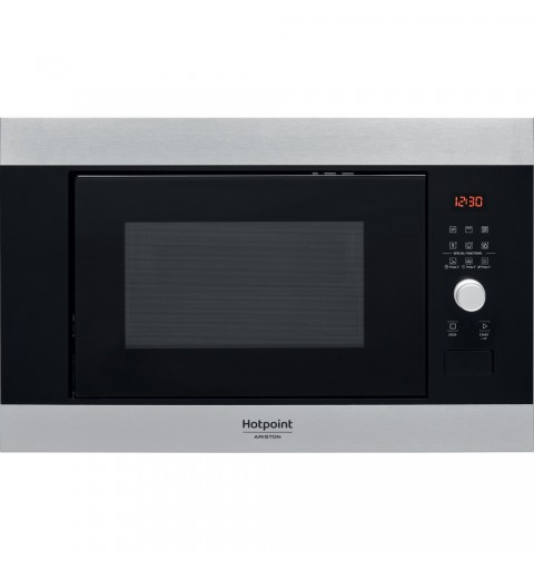Hotpoint MF25G IX HA Intégré (placement) Micro-ondes grill 25 L 900 W Noir, Acier inoxydable