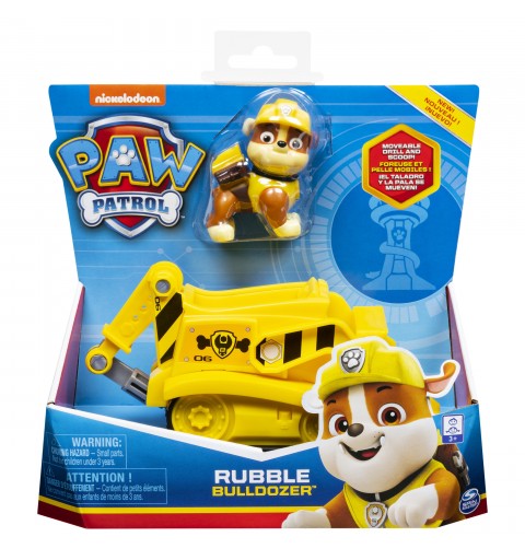PAW Patrol PATRULLA CANINA - EXCAVADORA + FIGURA RUBBLE - Excavadora Juguete para Niños con 1 Figura Rubble Patrulla Canina -