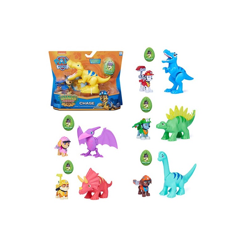 PAW Patrol , Dino Rescue Rubble and Dinosaur Action Figure Set, for Kids Aged 3 and up
