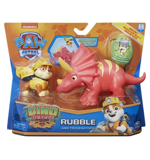 PAW Patrol , Dino Rescue Rubble and Dinosaur Action Figure Set, for Kids Aged 3 and up