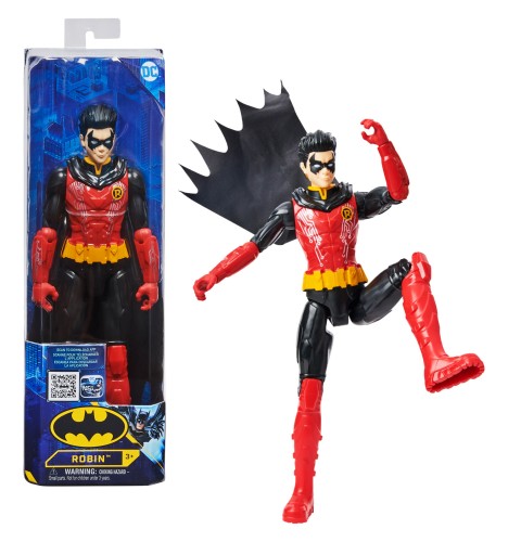 DC Comics 12-inch Robin Action Figure (Red Black Suit), Kids Toys for Boys Aged 3 and up