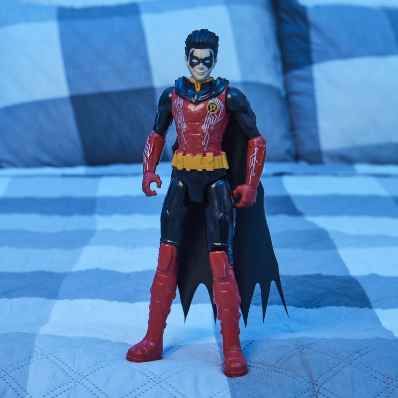 DC Comics 12-inch Robin Action Figure (Red Black Suit), Kids Toys for Boys Aged 3 and up