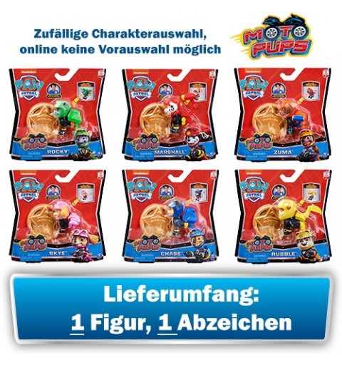 PAW Patrol Moto Pups Spielfiguren mit Abzeichen zum Anstecken, ab 3 Jahren, Hero Pups - Sortiment - Zufallsauswahl des