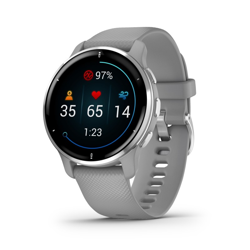 Garmin Venu 2 Plus GPS 3,3 cm (1.3 Zoll) 43 mm AMOLED Grau, Silber
