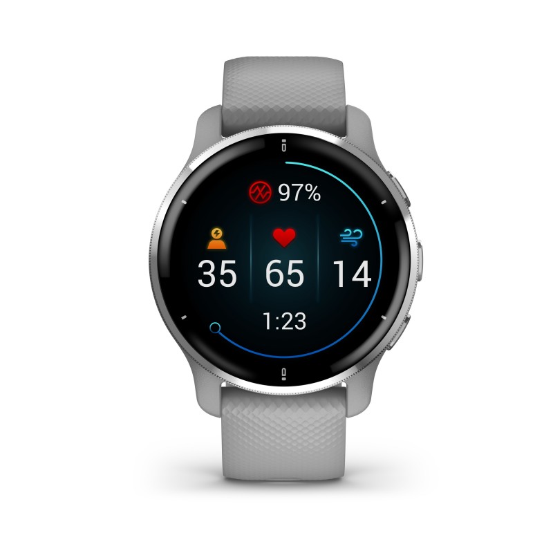Garmin Venu 2 Plus GPS 3,3 cm (1.3 Zoll) 43 mm AMOLED Grau, Silber