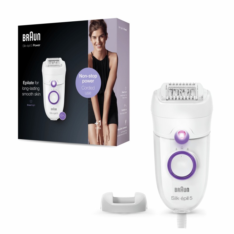 Braun Silk-épil 5 -505 Power Epilatore Donna Per Primi Utilizzi Epilazione Delicata Con Filo Per Un’Alimentazione Senza