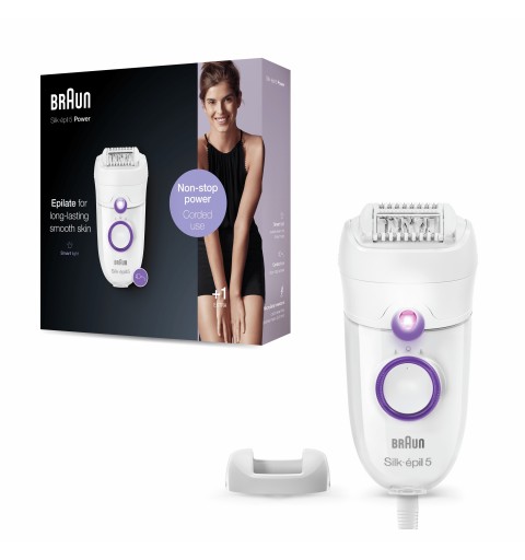 Braun Silk-épil 5 -505 Power Epilatore Donna Per Primi Utilizzi Epilazione Delicata Con Filo Per Un’Alimentazione Senza