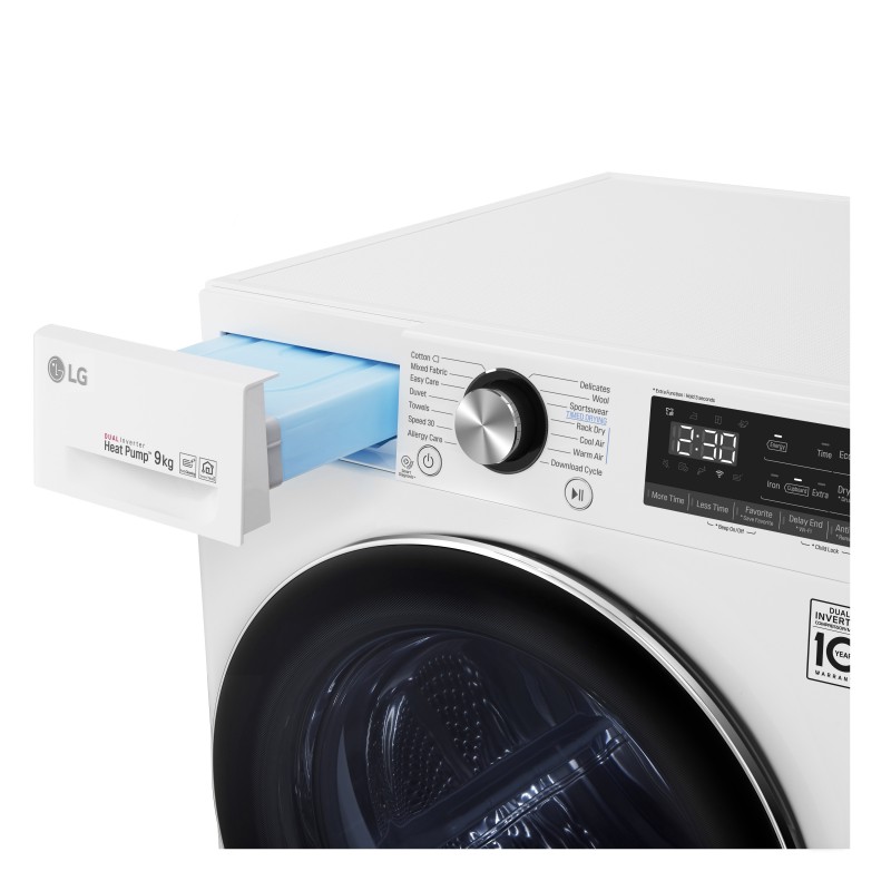 LG RC90V9AV2W tumble dryer Freestanding Front-load 9 kg A+++ White