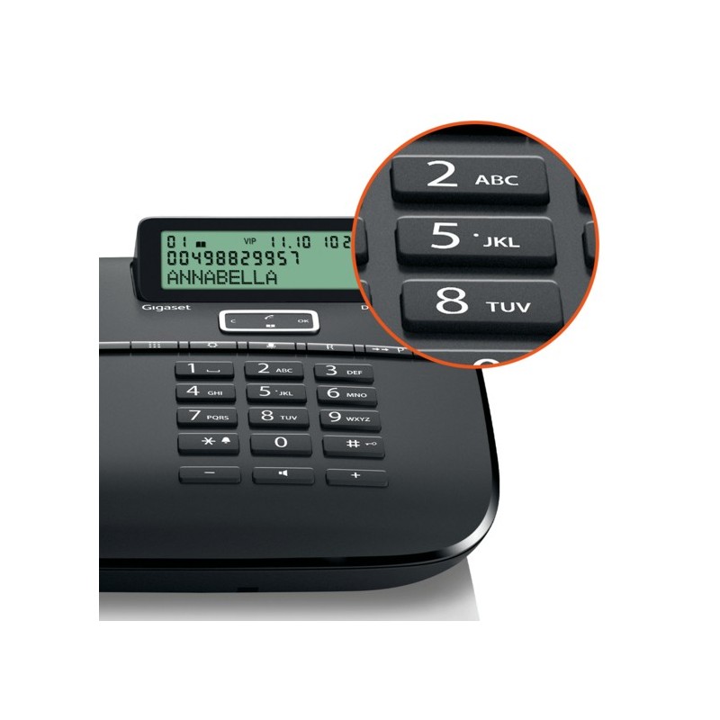 Gigaset DA 611 Analog telephone Caller ID Black