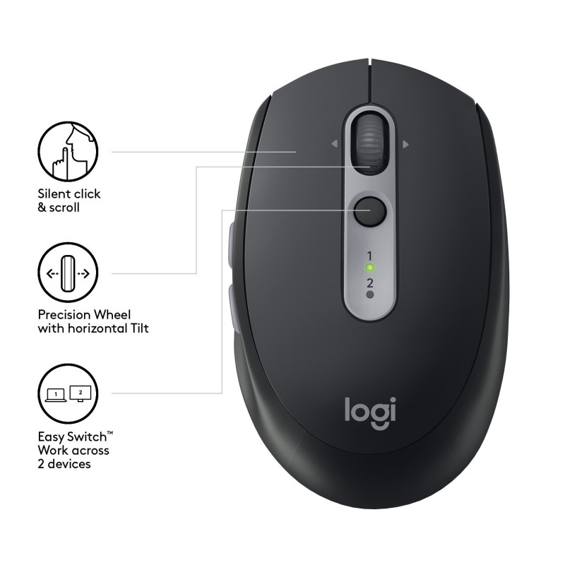 Logitech Wireless Mouse M590 Multi-Device Silent Maus rechts RF kabellos + Bluetooth Optisch 1000 DPI