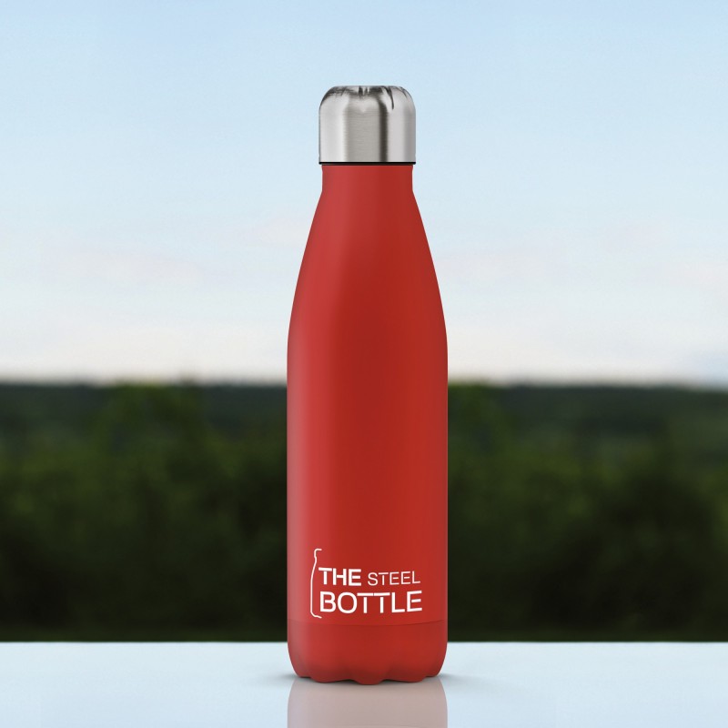 The Steel Bottle Classic Fahrrad, Tägliche Nutzung, Fitness, Wandern, Sport 500 ml Edelstahl Rot