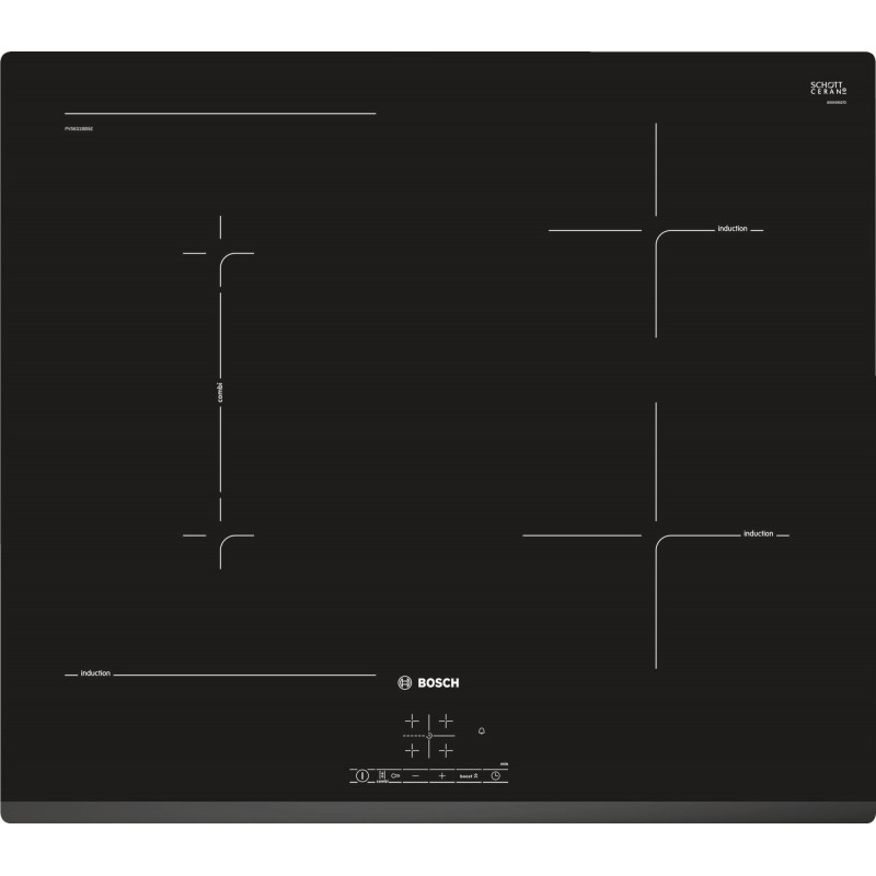 Bosch Serie 4 PVS631BB5E plaque Noir Intégré (placement) 60 cm Plaque avec zone à induction 4 zone(s)