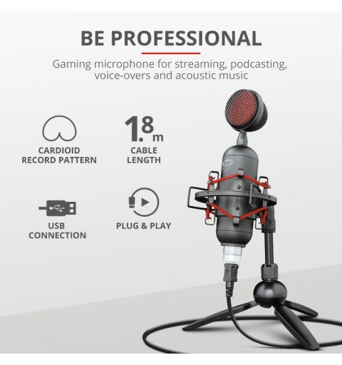 Trust GXT 244 Buzz Noir, Rouge Microphone de PC